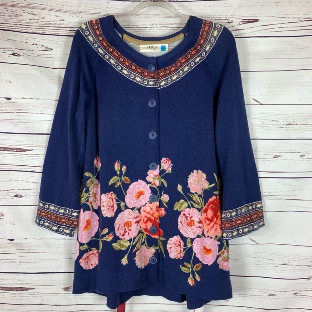 SPARROW Blue Floral Burgeoning Tunic Cardigan M/L